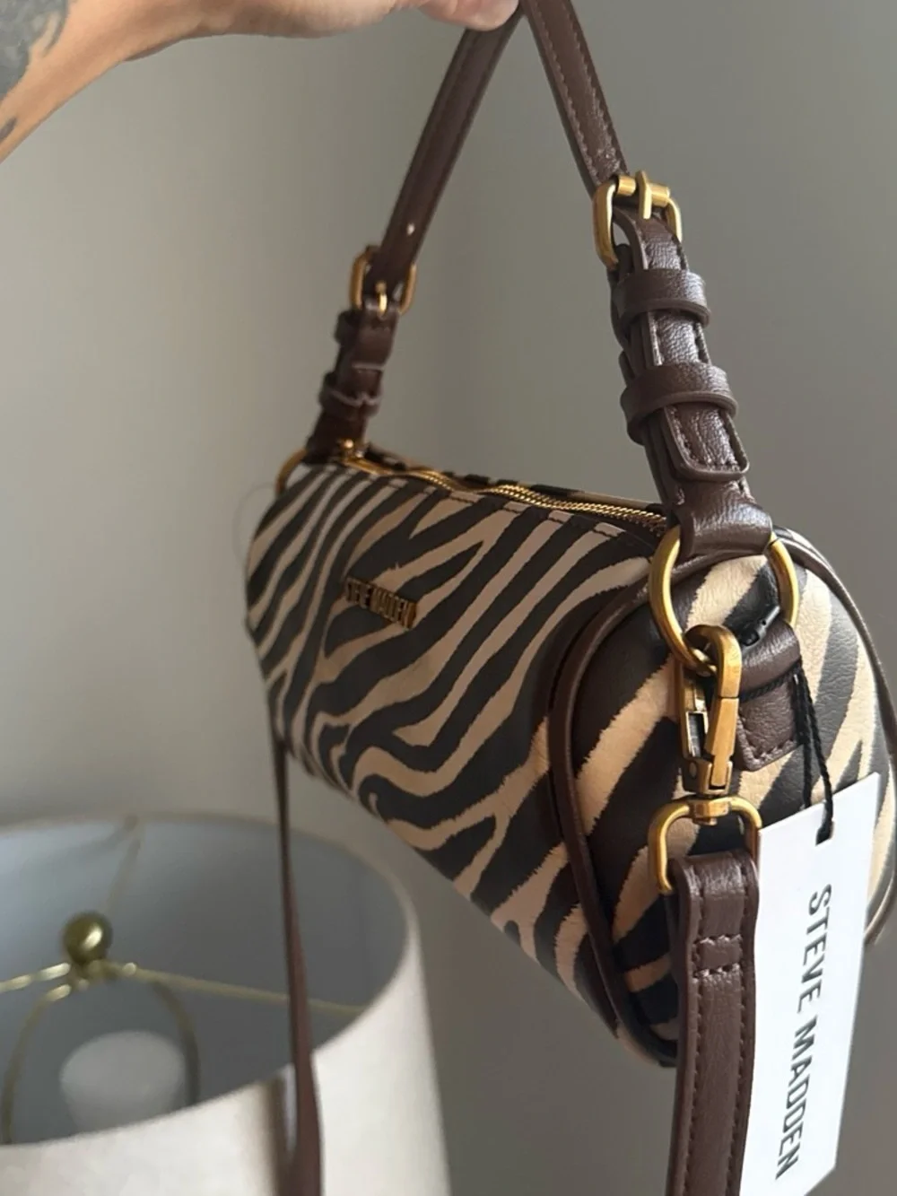 Steve Madden Zebra Print Bag Y2K Shoulder Bag Brown Animal Print Crossbody NWT